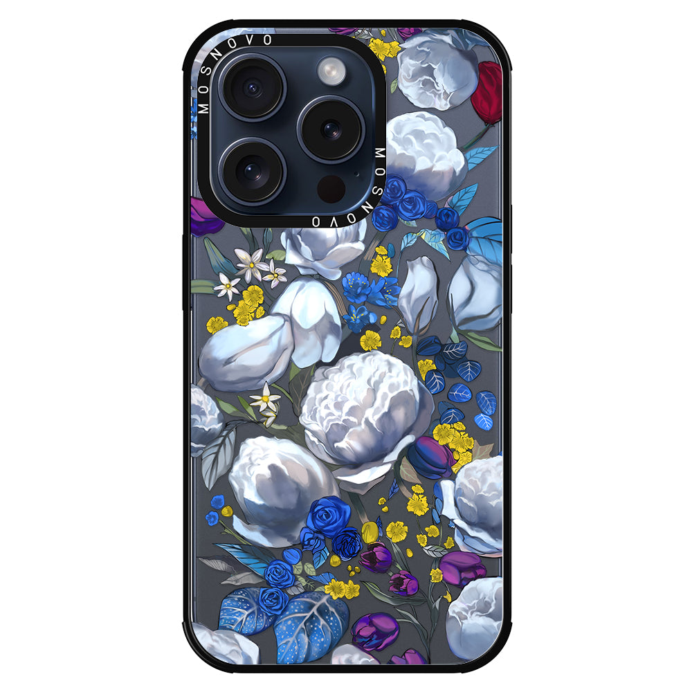 Purple Blue Floral Phone Case - iPhone 15 Pro Case - MOSNOVO