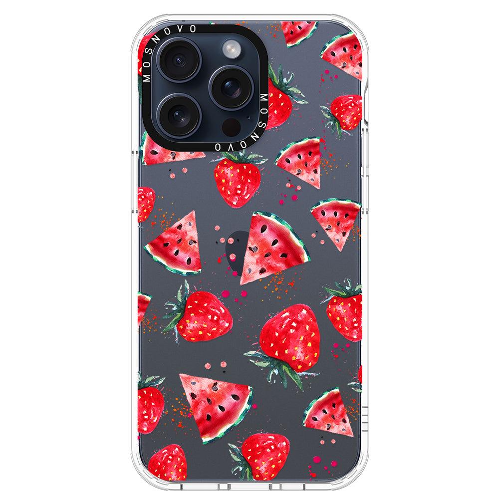 Watermelon and Strawberry Phone Case - iPhone 15 Pro Max Case - MOSNOVO