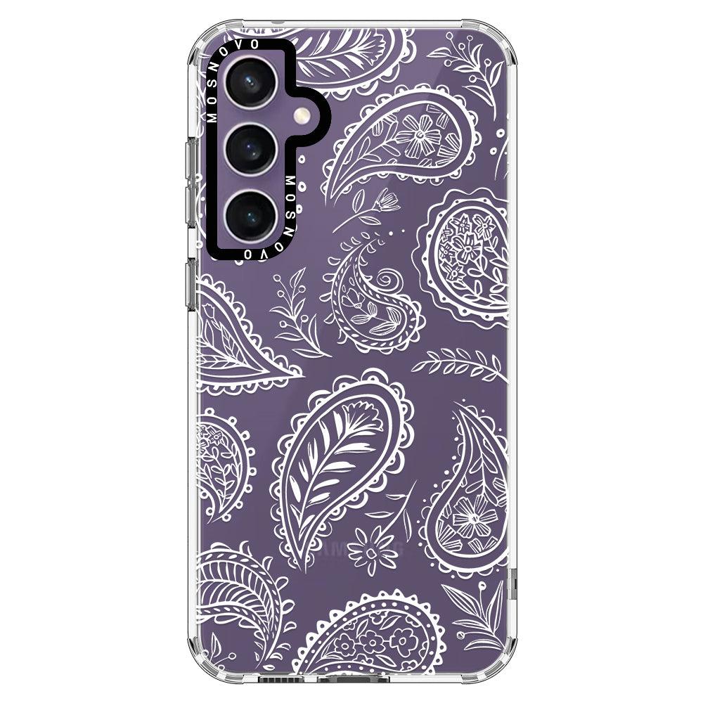 White Paisley Phone Case - Samsung Galaxy S23 FE Case