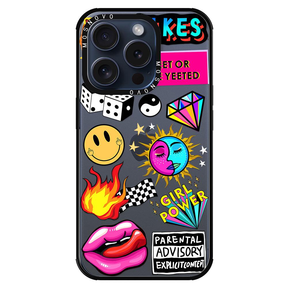 Funky Stickers Phone Case - iPhone 15 Pro Case - MOSNOVO