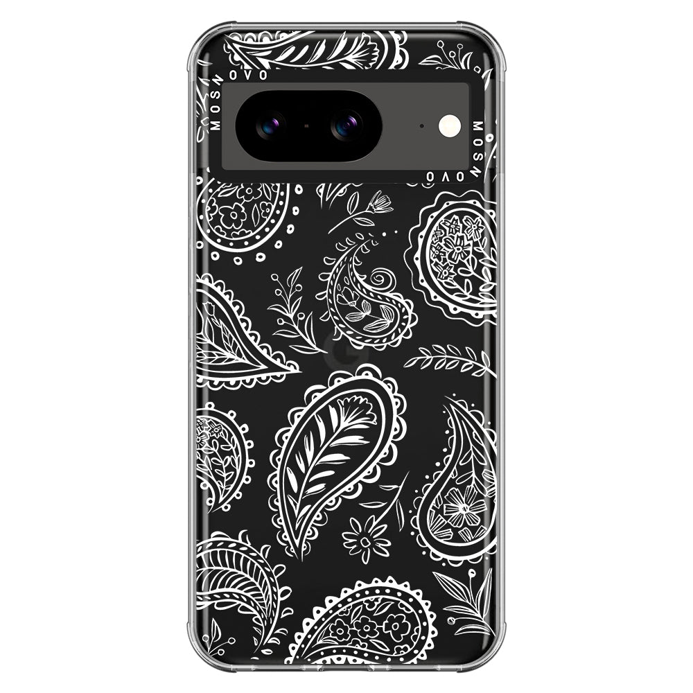 White Paisley Phone Case - Google Pixel 8 Case - MOSNOVO