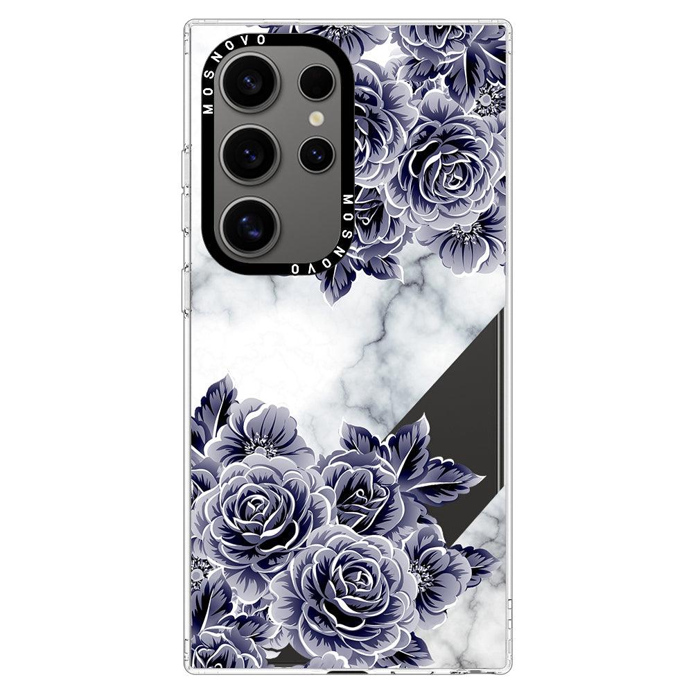 Purple Flower Marble Phone Case - Samsung Galaxy S24 Ultra Case - MOSNOVO