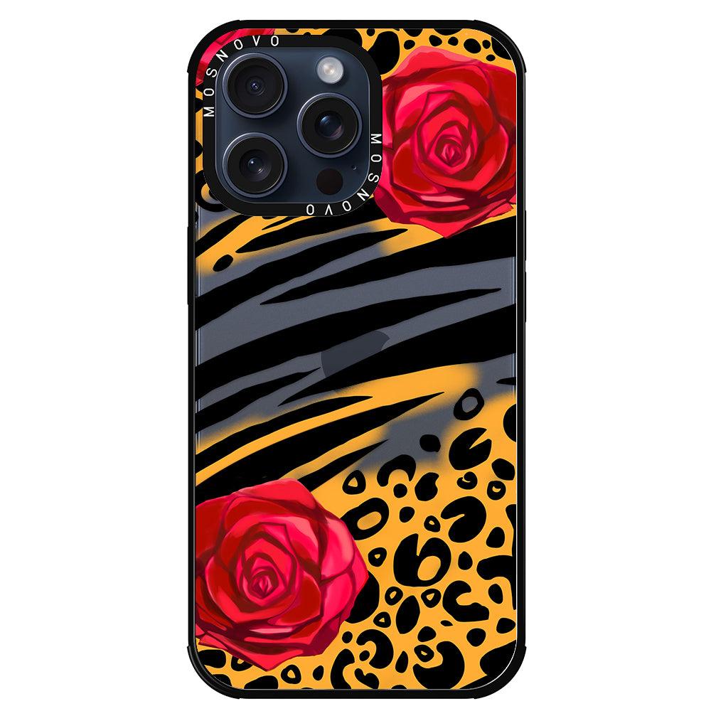 Wild Floral Leopard Phone Case - iPhone 15 Pro Max Case - MOSNOVO