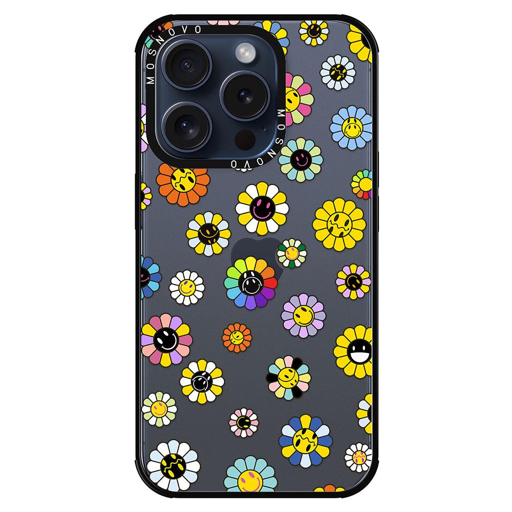 Flower Smiley Face Phone Case - iPhone 15 Pro Case - MOSNOVO