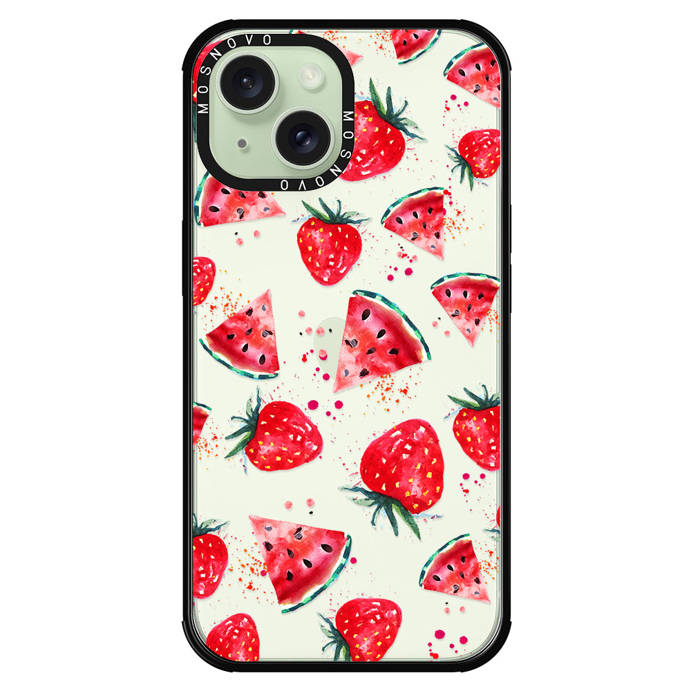 Watermelon and Strawberry Phone Case - iPhone 15 Case - MOSNOVO