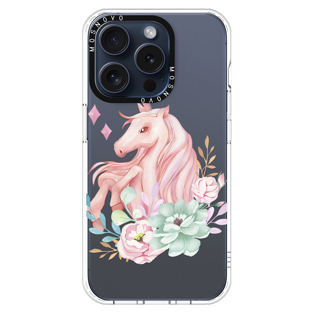 Elegant Flowers Unicorn Phone Case - iPhone 15 Pro Case - MOSNOVO