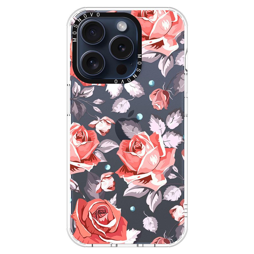 Retro Flower Roses Phone Case - iPhone 15 Pro Case - MOSNOVO