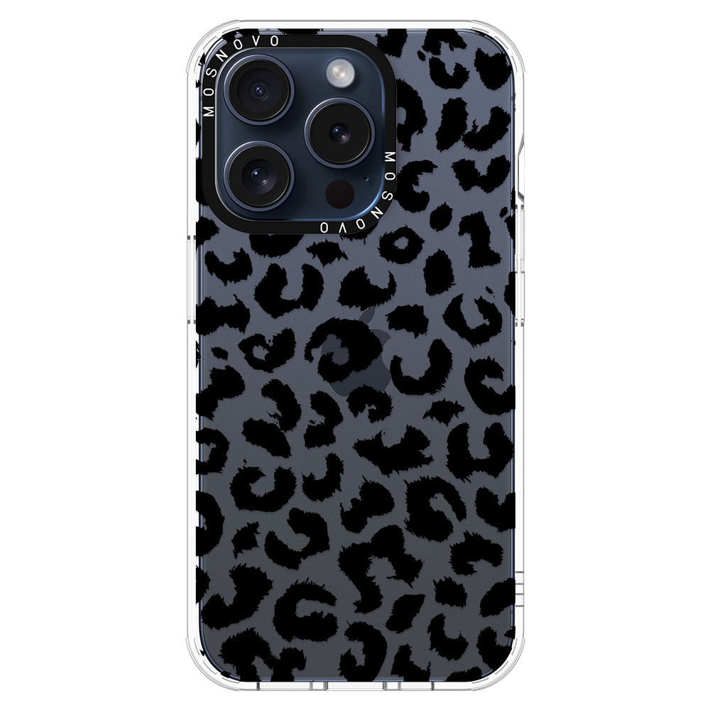 Black Leopard Phone Case - iPhone 15 Pro Case - MOSNOVO