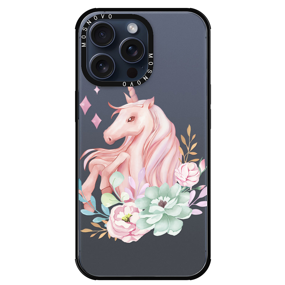 Elegant Flowers Unicorn Phone Case - iPhone 15 Pro Max Case - MOSNOVO