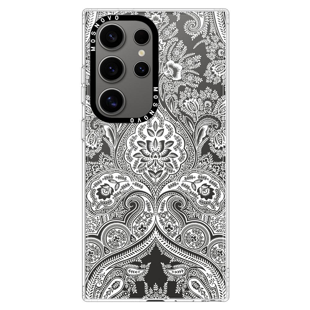 White Damask Phone Case - Samsung Galaxy S24 Ultra Case