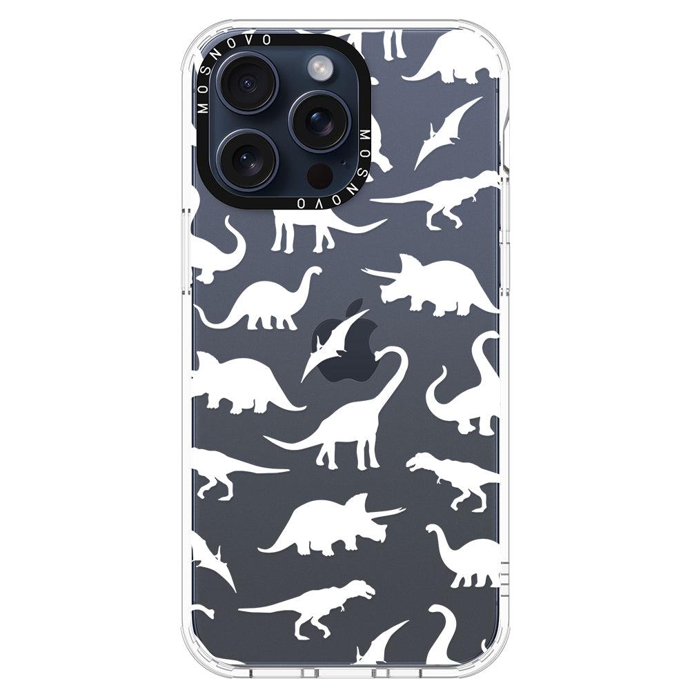 White Dinosaur Phone Case - iPhone 15 Pro Max Case - MOSNOVO