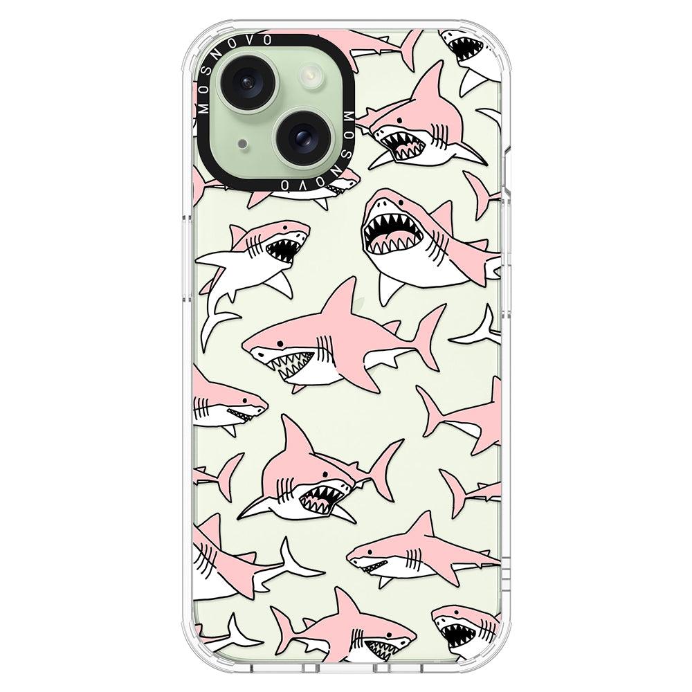 Pink Shark Phone Case - iPhone 15 Plus Case - MOSNOVO