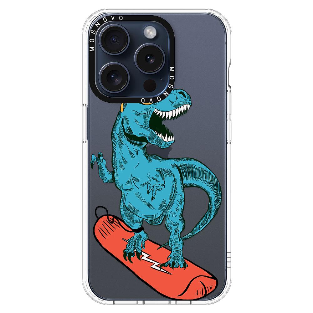 Surfing Dinosaur Phone Case - iPhone 15 Pro Case - MOSNOVO