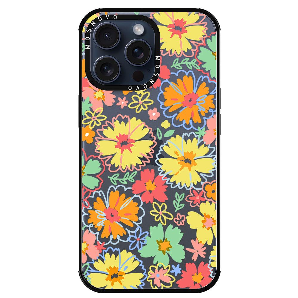 Retro Boho Hippie Flowers Phone Case - iPhone 15 Pro Max Case - MOSNOVO