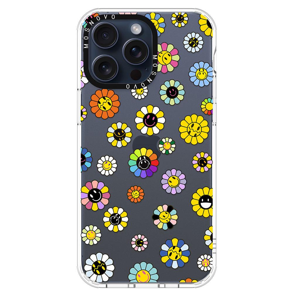 Flower Smiley Face Phone Case - iPhone 15 Pro Max Case - MOSNOVO