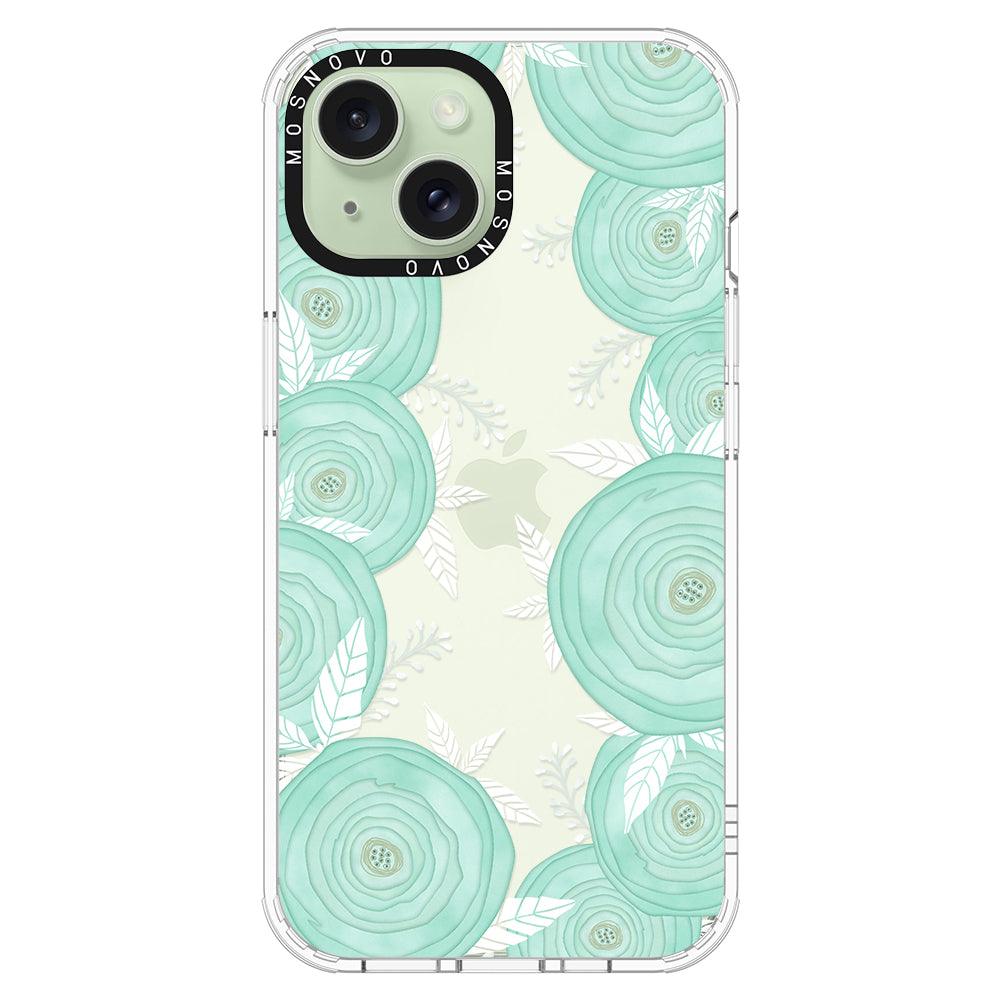 Mint Flower Phone Case - iPhone 15 Case - MOSNOVO