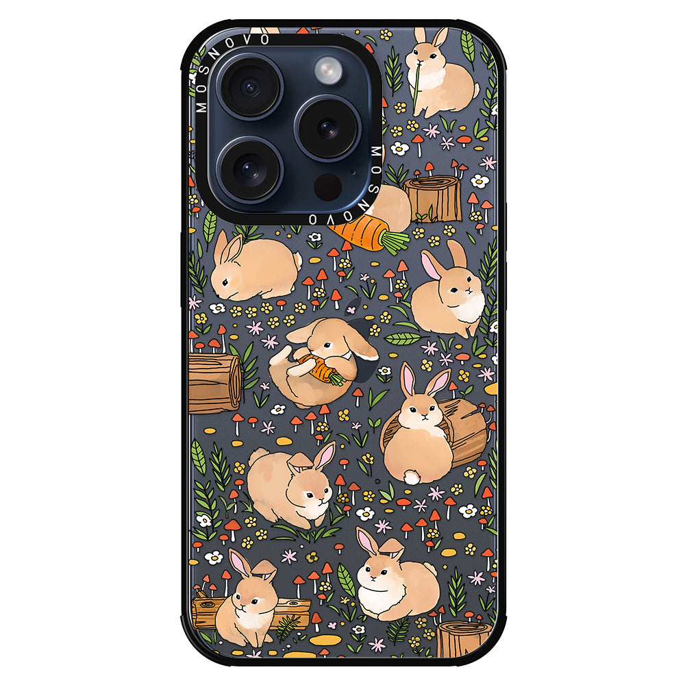 Cute Bunny Garden Phone Case - iPhone 15 Pro Case - MOSNOVO