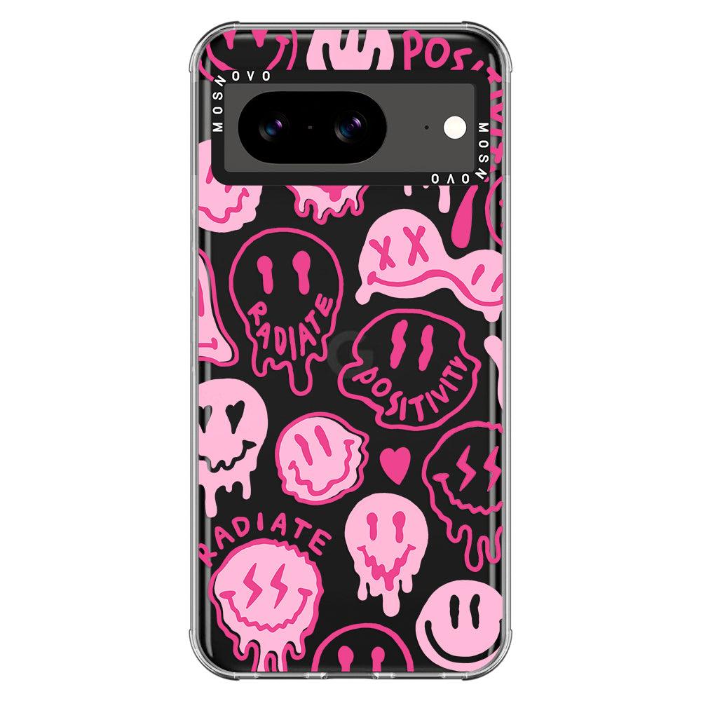 Pink Dripping Smiles Positivity Radiate Face Phone Case - Google Pixel 8 Case - MOSNOVO