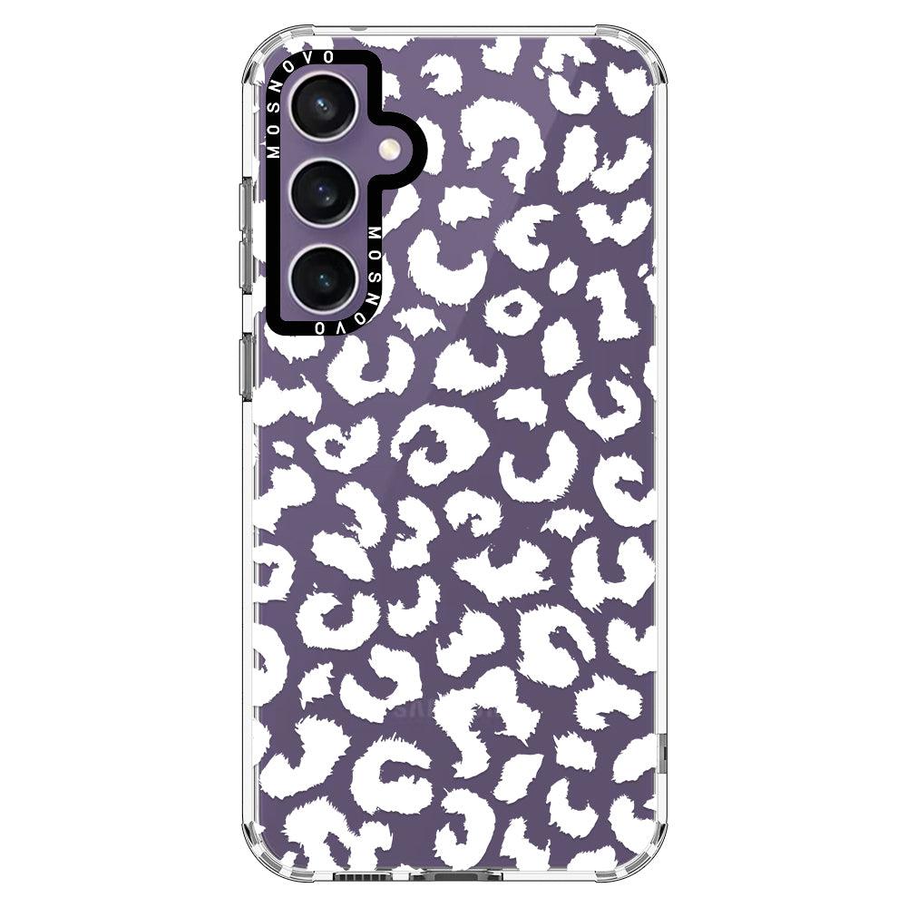 White Leopard Print Phone Case - Samsung Galaxy S23 FE Case