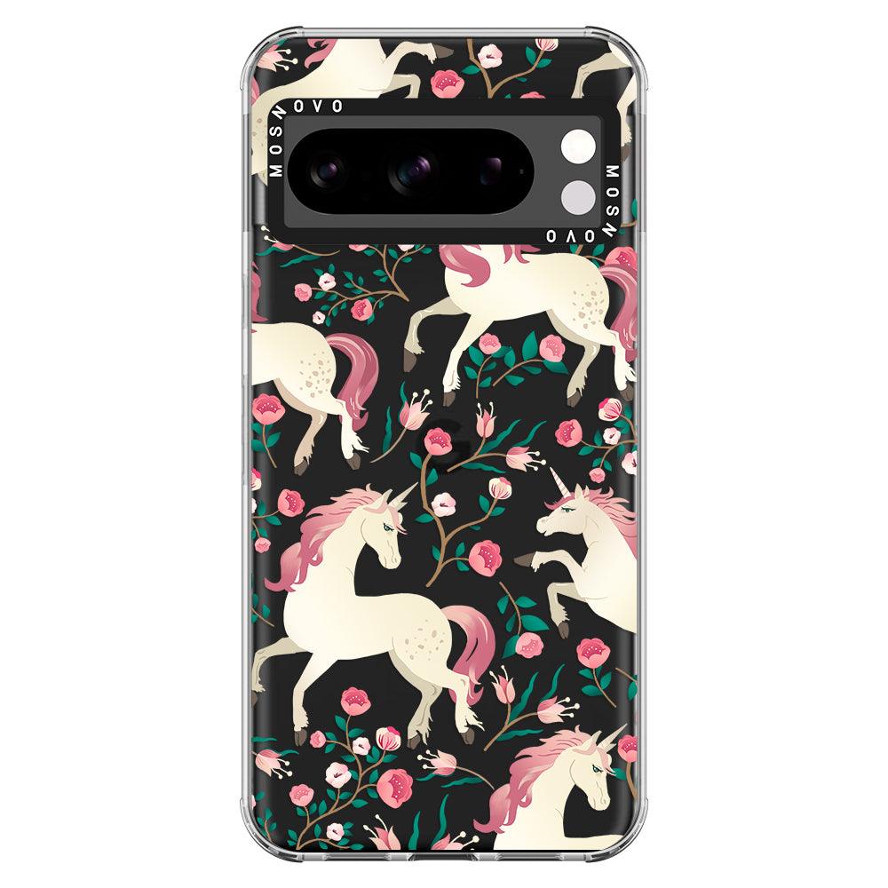 Unicorn with Floral Phone Case - Google Pixel 8 Pro Case - MOSNOVO