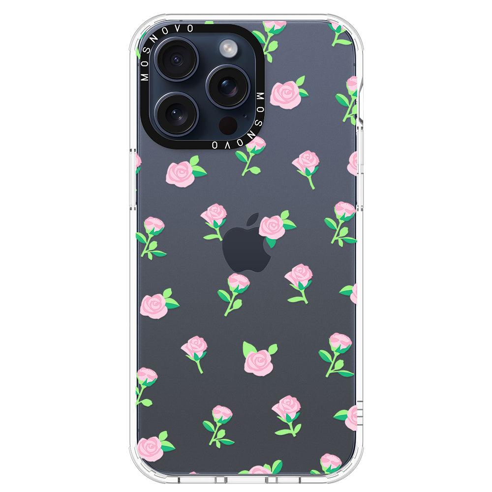 Pink Rose Floral Phone Case - iPhone 15 Pro Max Case - MOSNOVO