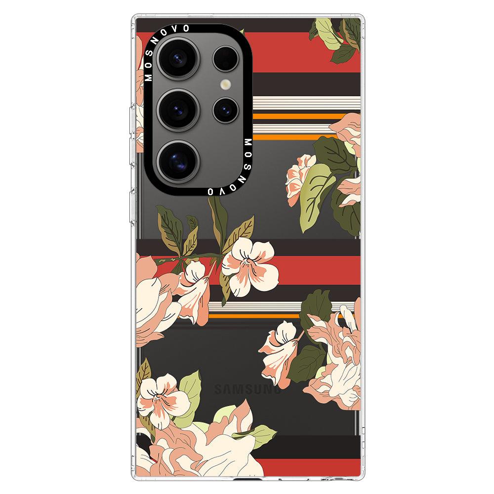 Classic Stripes Floral Phone Case - Samsung Galaxy S24 Ultra Case - MOSNOVO