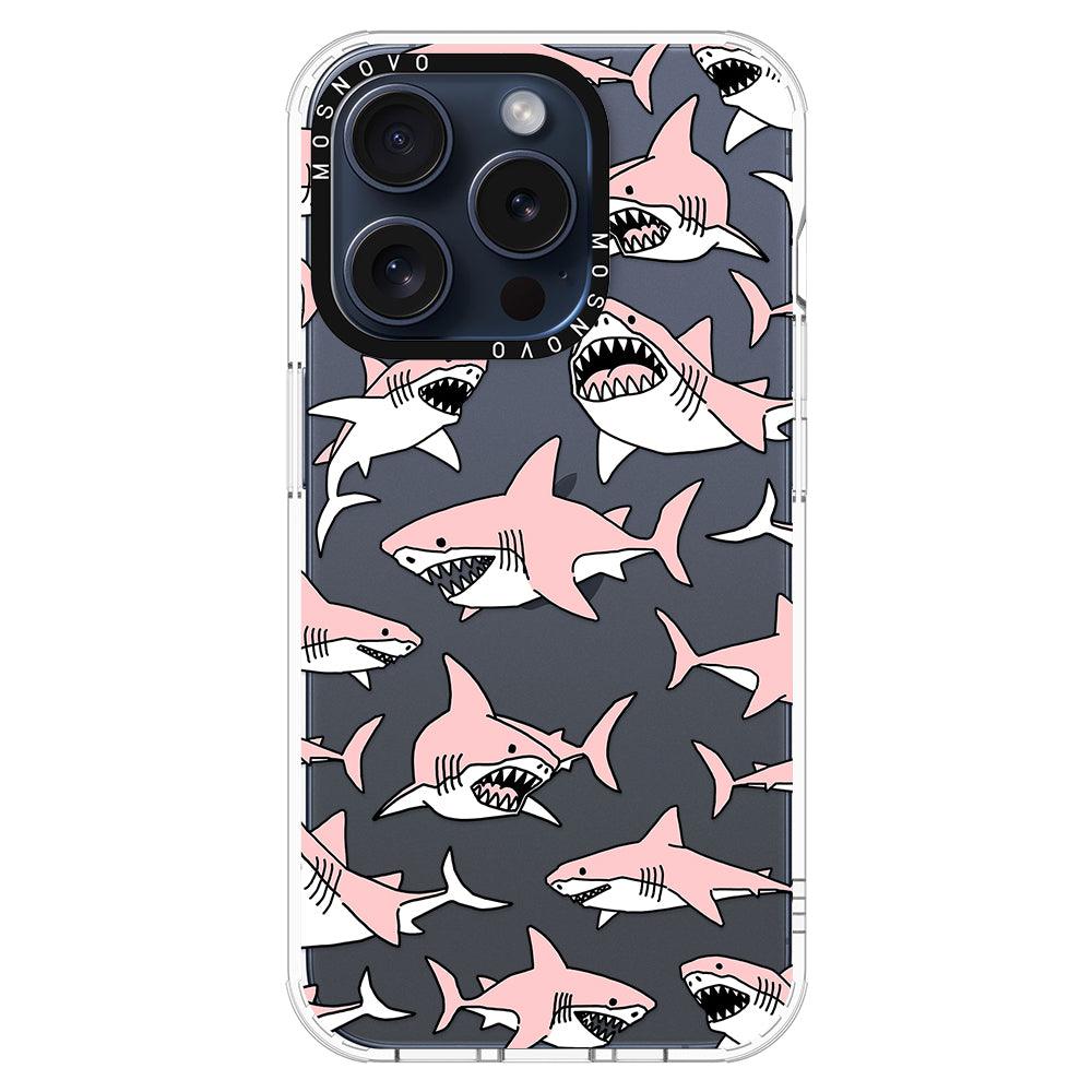 Pink Shark Phone Case - iPhone 15 Pro Case - MOSNOVO