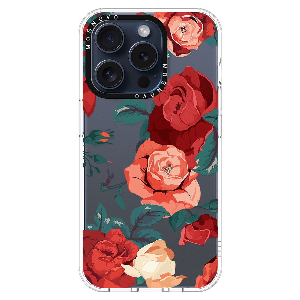 Vintage Red Rose Phone Case - iPhone 15 Pro Case - MOSNOVO