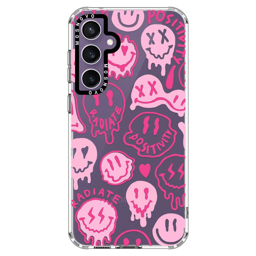 Pink Dripping Smiles Positivity Radiate Face Phone Case - Samsung Galaxy S23 FE Case