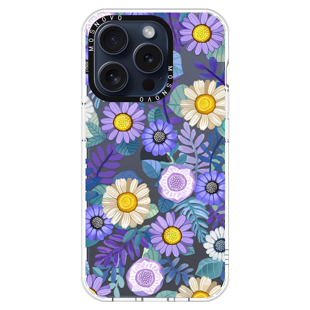 Purple Floral Phone Case - iPhone 15 Pro Case - MOSNOVO