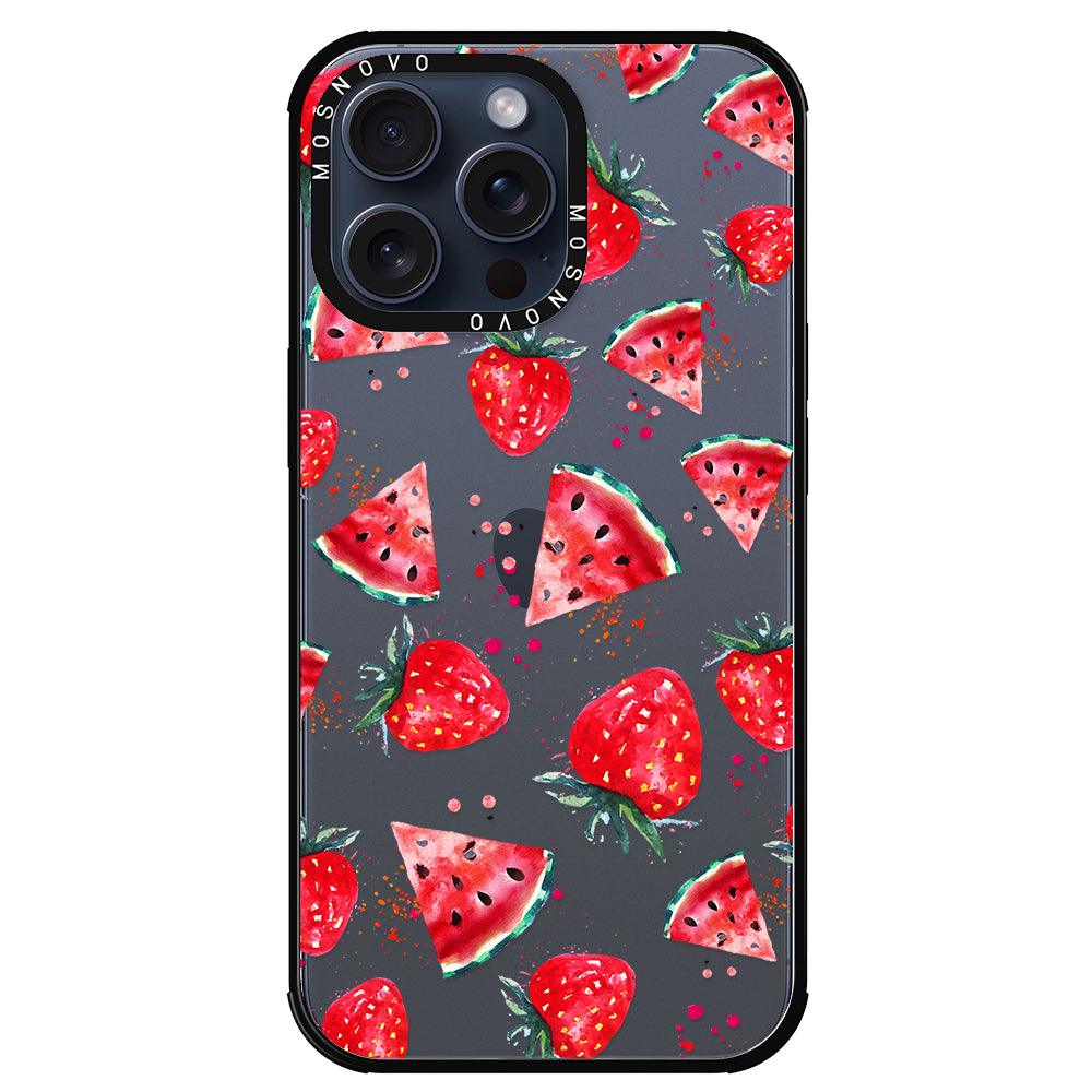 Watermelon and Strawberry Phone Case - iPhone 15 Pro Max Case - MOSNOVO