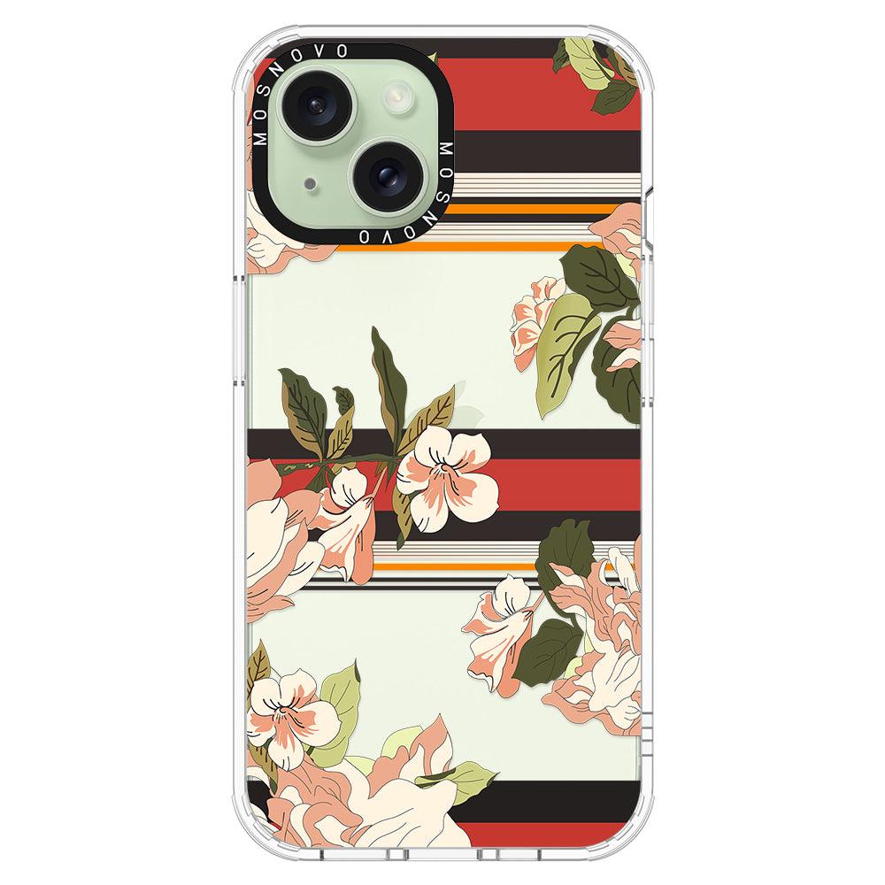 Classic Stripe Floral Phone Case - iPhone 15 Case - MOSNOVO