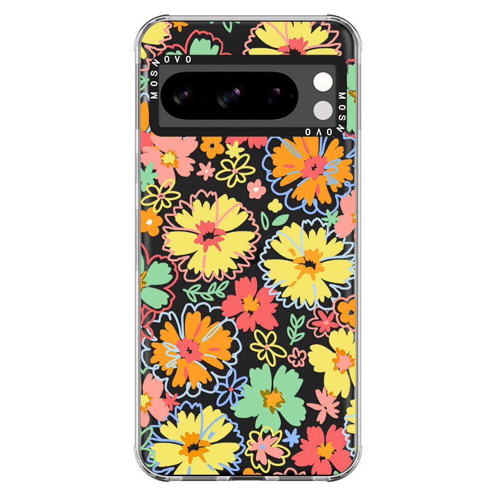 Retro Boho Hippie Flowers Phone Case - Google Pixel 8 Pro Case - MOSNOVO