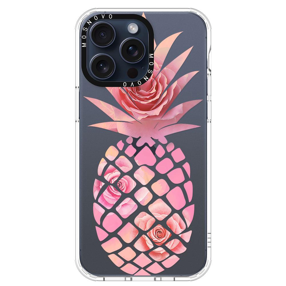 Pink Floral Pineapple Phone Case - iPhone 15 Pro Max Case - MOSNOVO