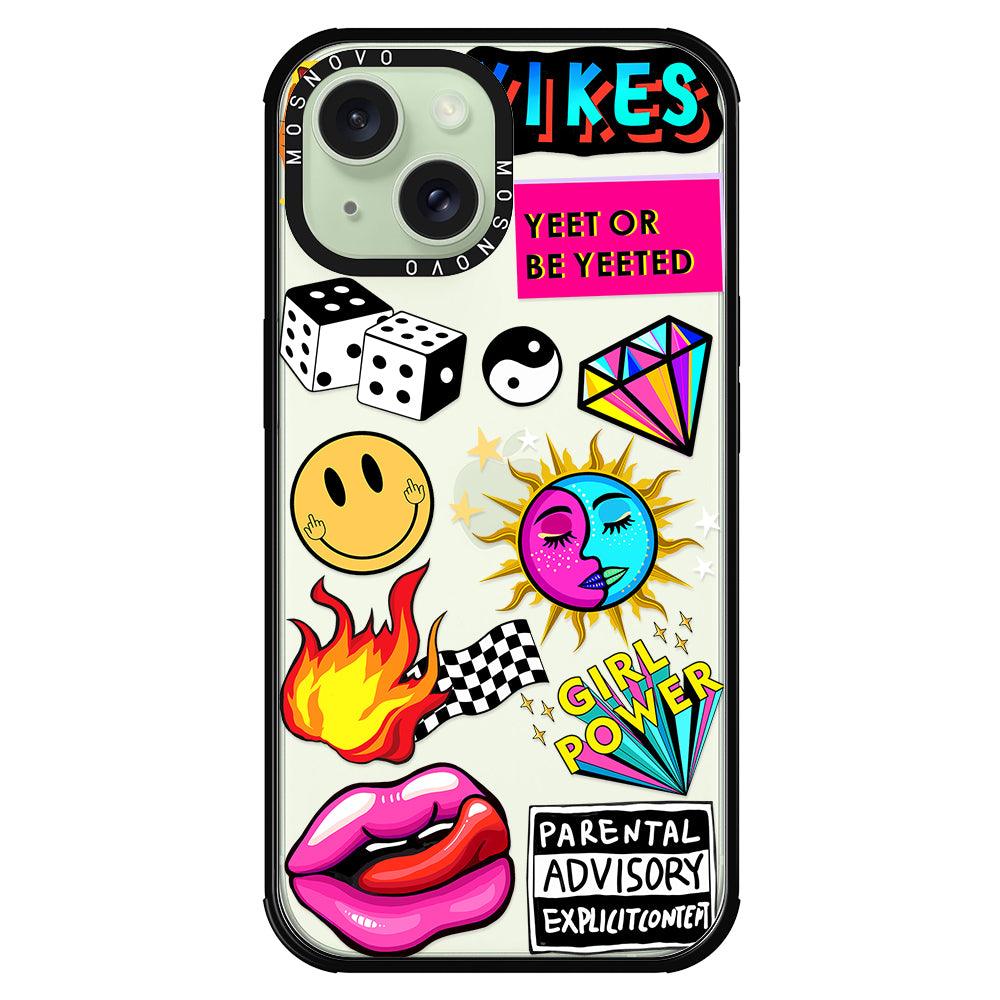 Funky Stickers Phone Case - iPhone 15 Case - MOSNOVO