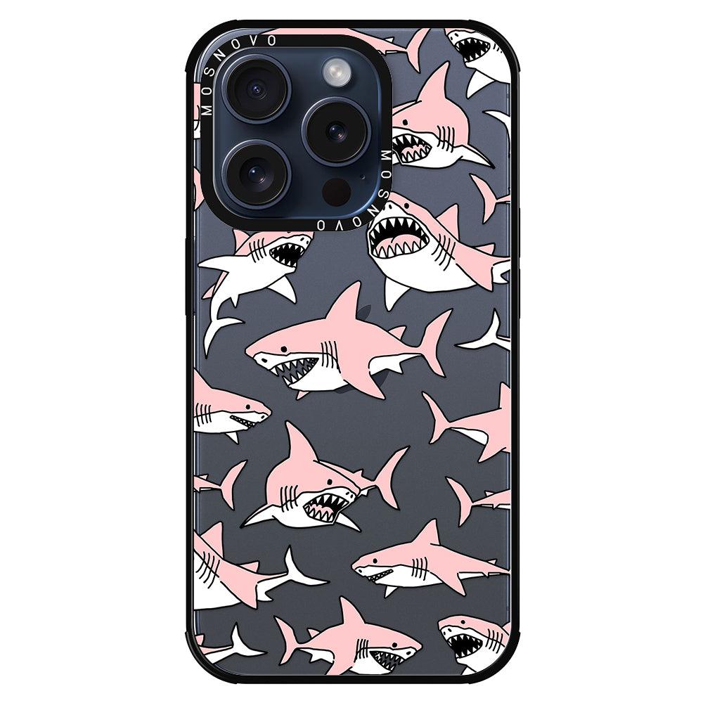 Pink Shark Phone Case - iPhone 15 Pro Case - MOSNOVO