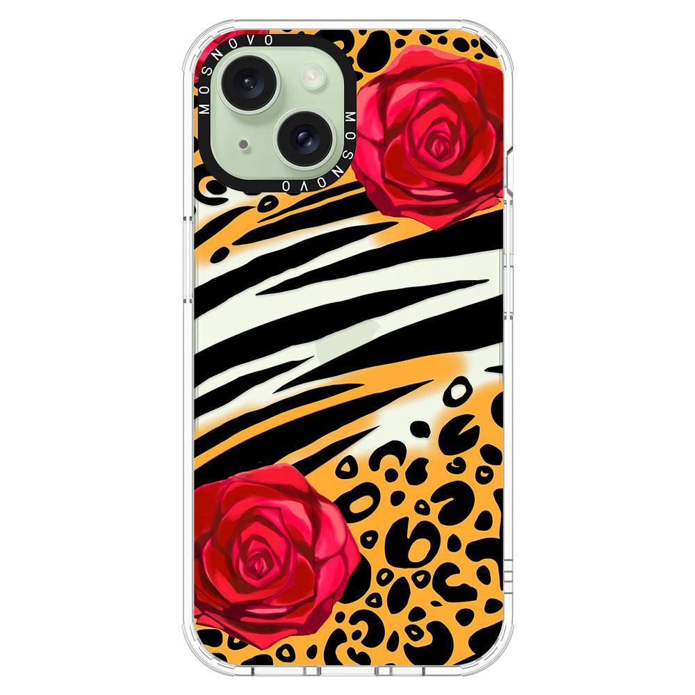 Wild Floral Leopard Phone Case - iPhone 15 Case - MOSNOVO