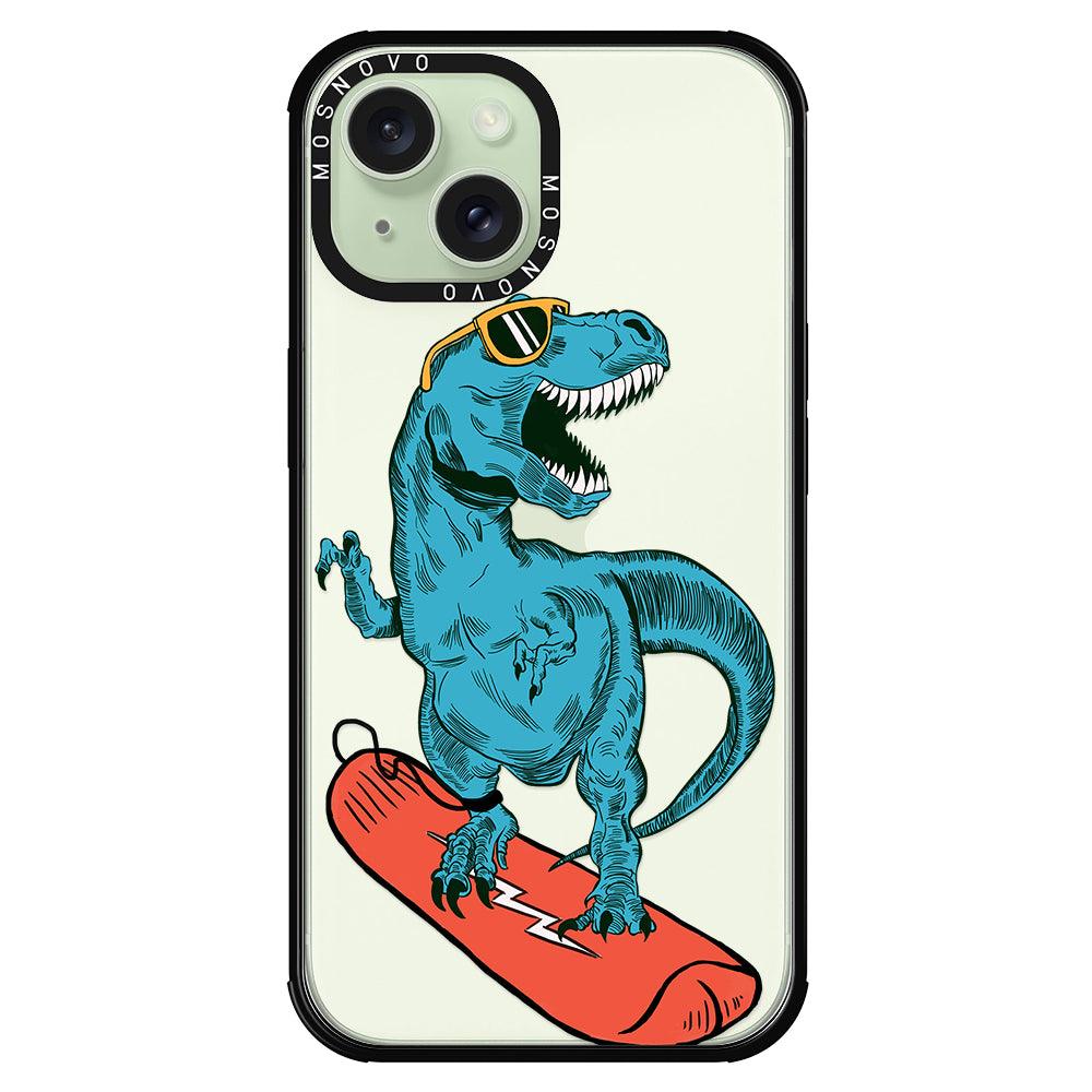 Surfing Dinosaur Phone Case - iPhone 15 Plus Case - MOSNOVO