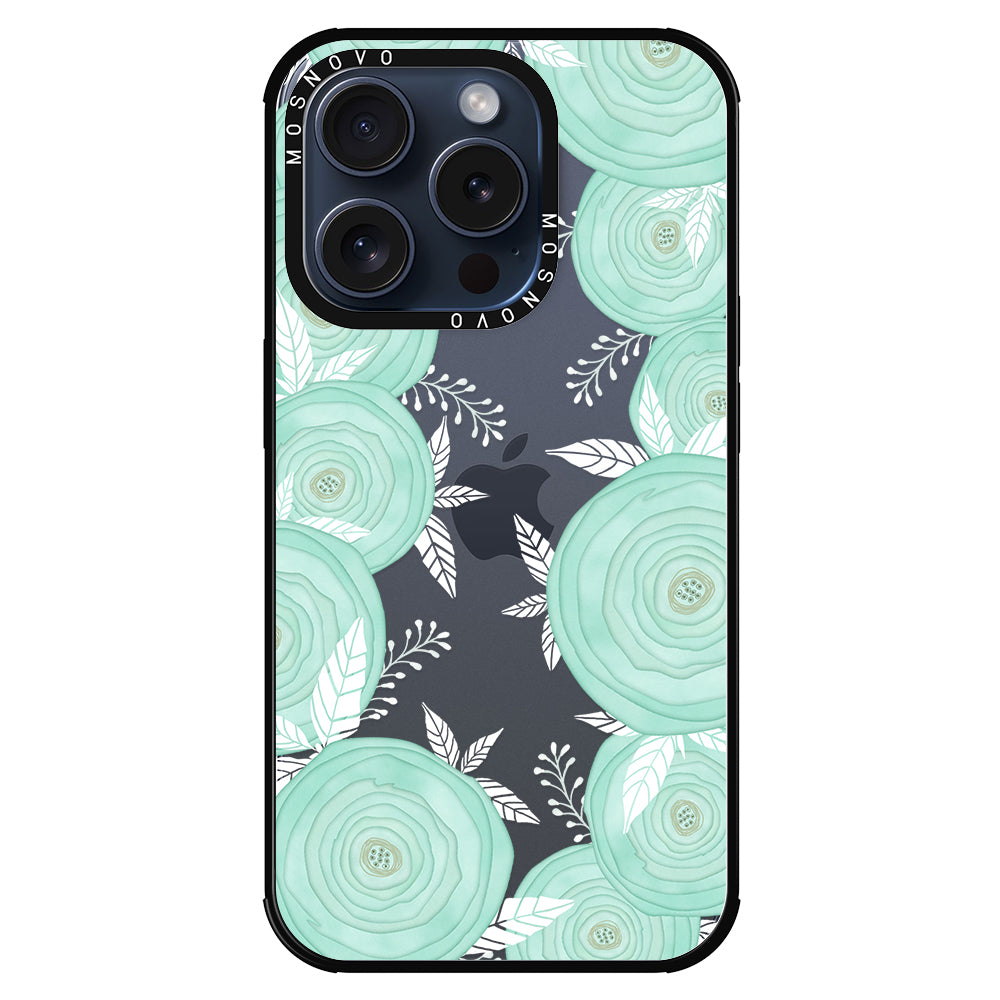 Mint Flower Phone Case - iPhone 15 Pro Case - MOSNOVO