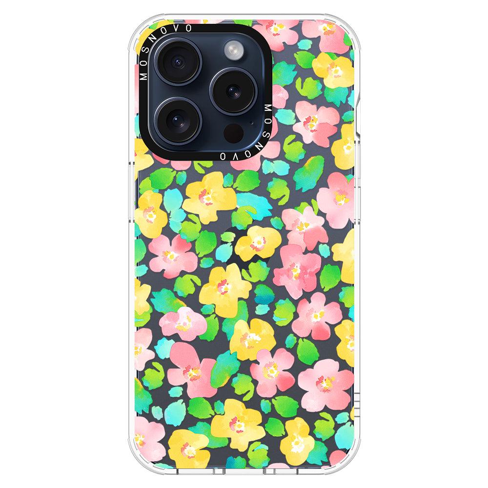 Floral Print Phone Case - iPhone 15 Pro Case - MOSNOVO