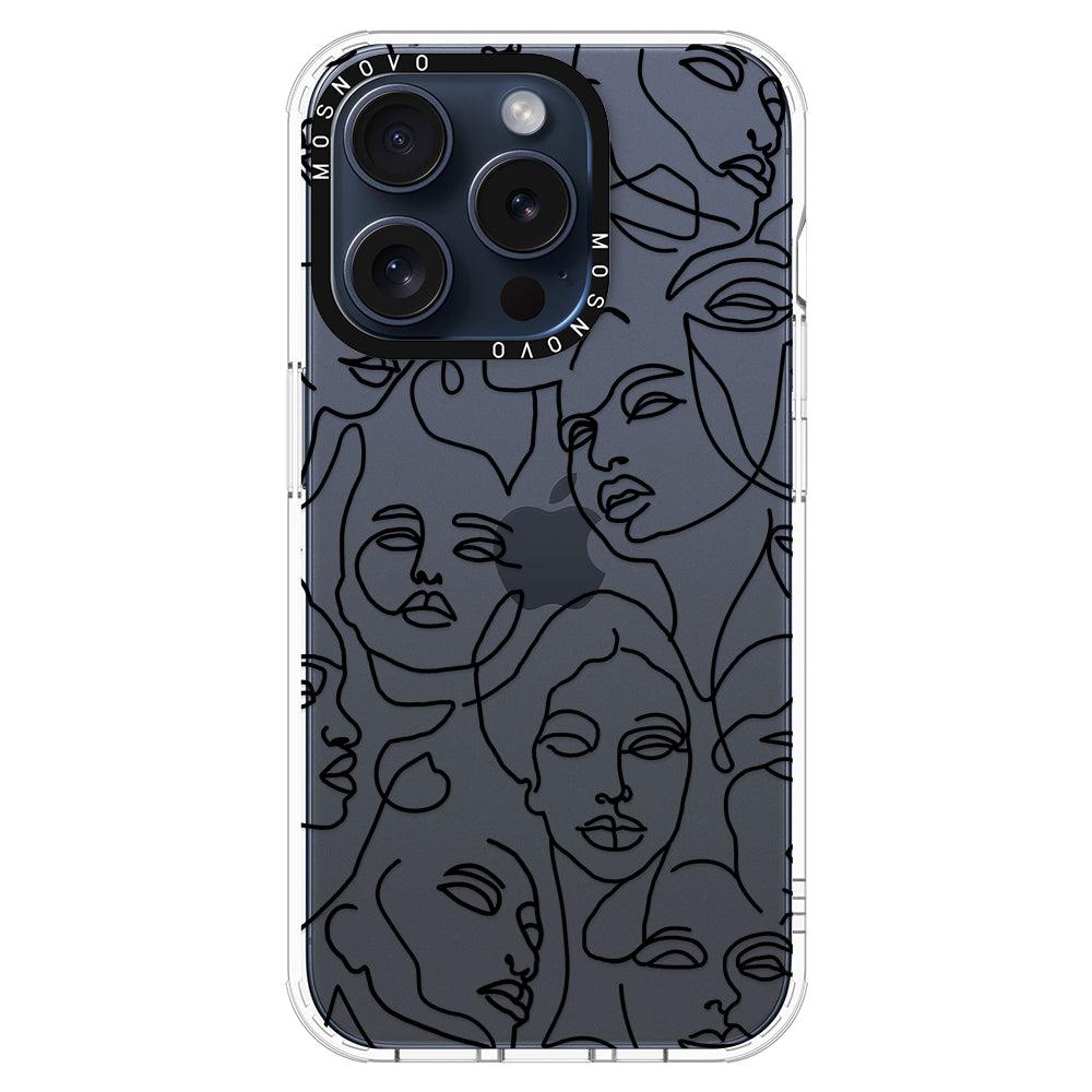 Abstract Face Line Art Phone Case - iPhone 15 Pro Case - MOSNOVO