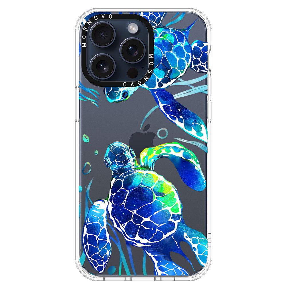 Blue Sea Turtle Phone Case - iPhone 15 Pro Max Case - MOSNOVO