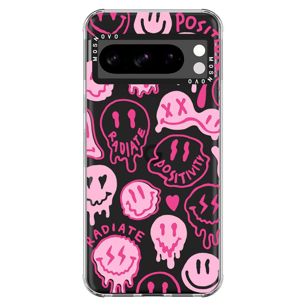 Pink Dripping Smiles Positivity Radiate Face Phone Case - Google Pixel 8 Pro Case - MOSNOVO