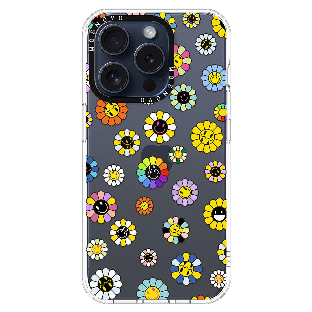 Flower Smiley Face Phone Case - iPhone 15 Pro Case - MOSNOVO