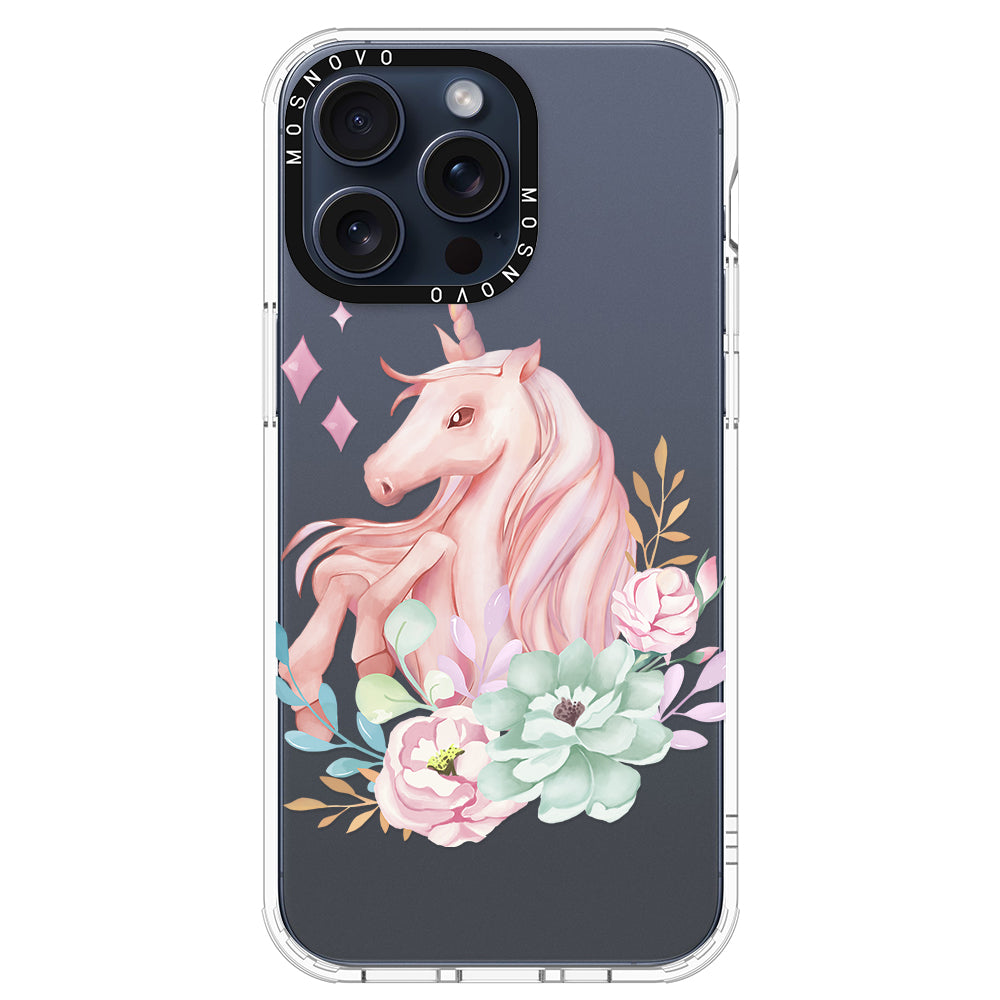 Elegant Flowers Unicorn Phone Case - iPhone 15 Pro Max Case - MOSNOVO