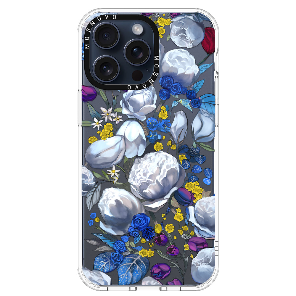 Purple Blue Floral Phone Case - iPhone 15 Pro Max Case - MOSNOVO