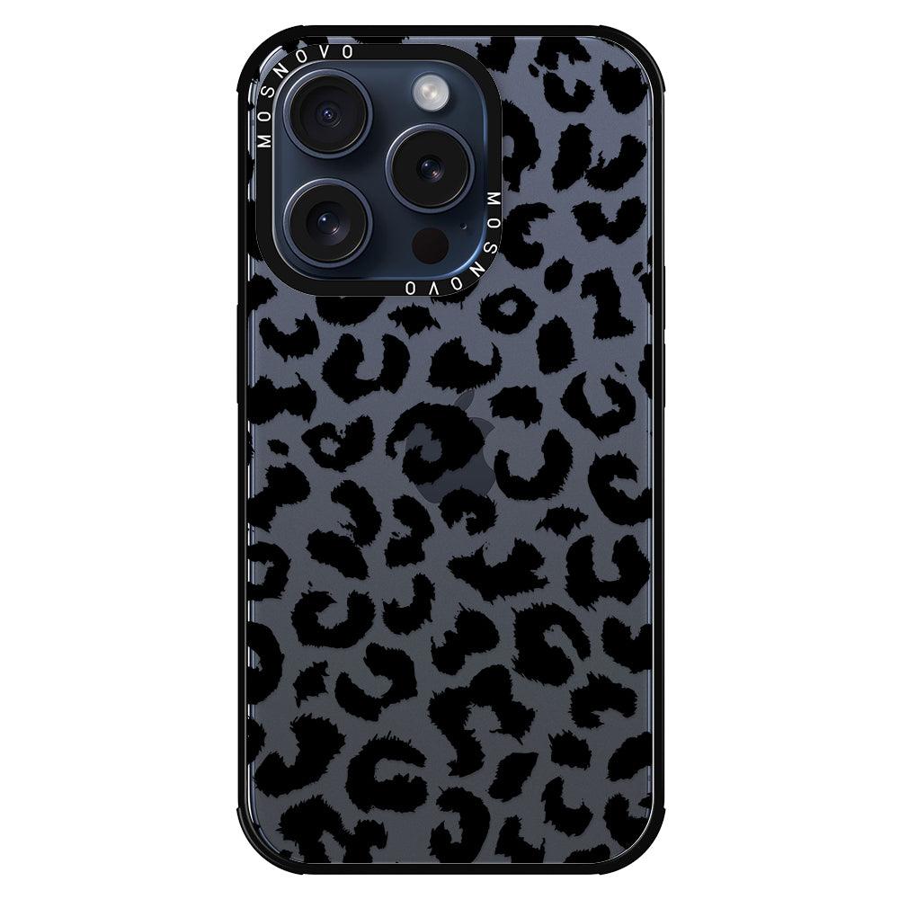 Black Leopard Phone Case - iPhone 15 Pro Case - MOSNOVO