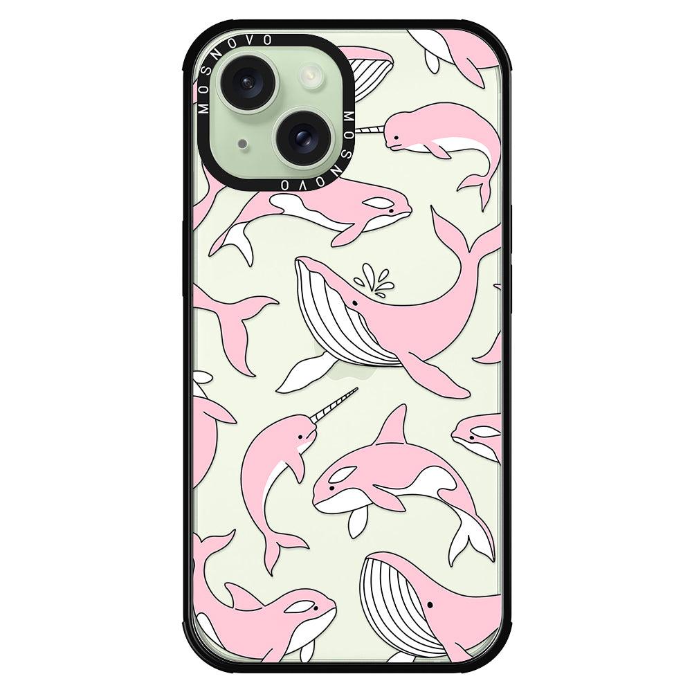 Pink Whales Phone Case - iPhone 15 Plus Case - MOSNOVO