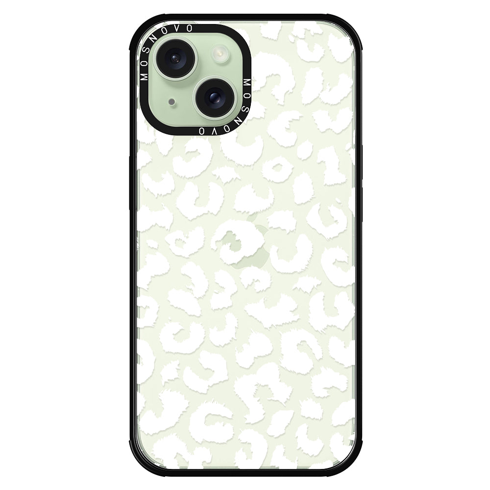 White Leopard Phone Case - iPhone 15 Case - MOSNOVO