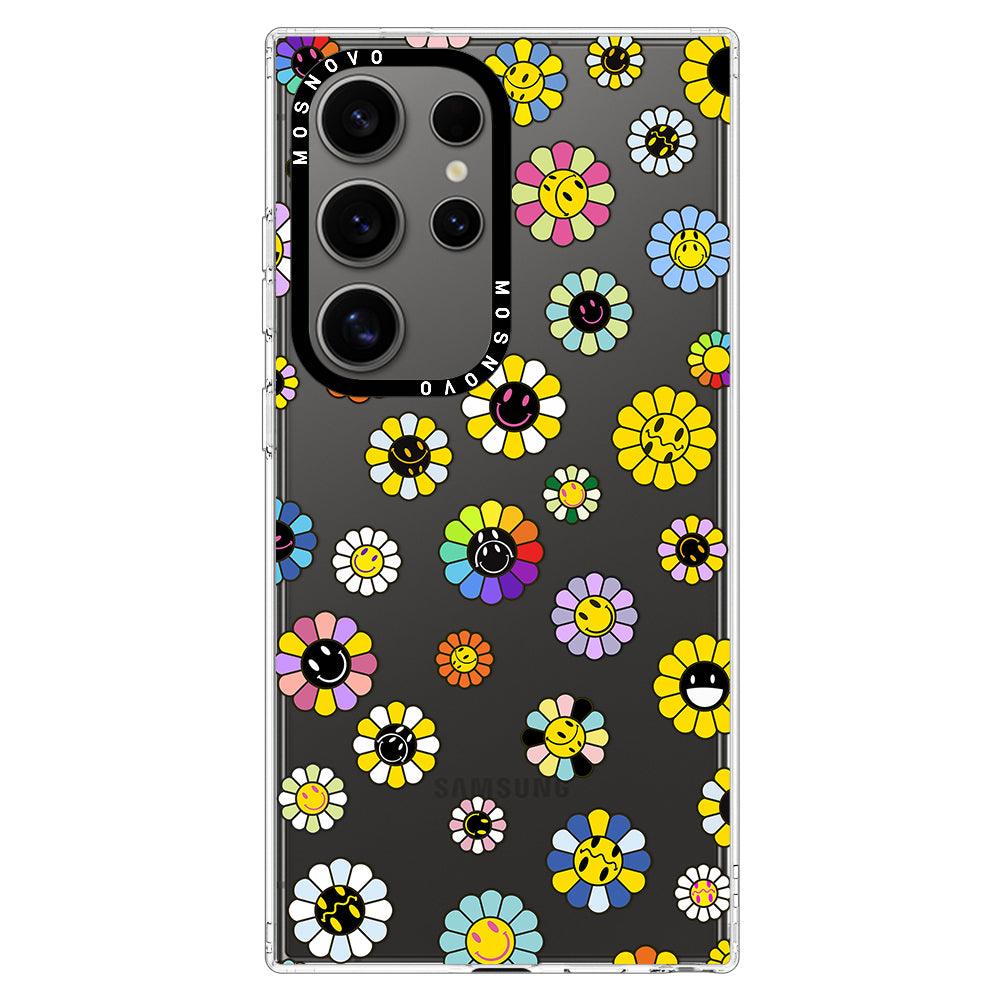 Flower Smiley Face Phone Case - Samsung Galaxy S24 Ultra Case - MOSNOVO